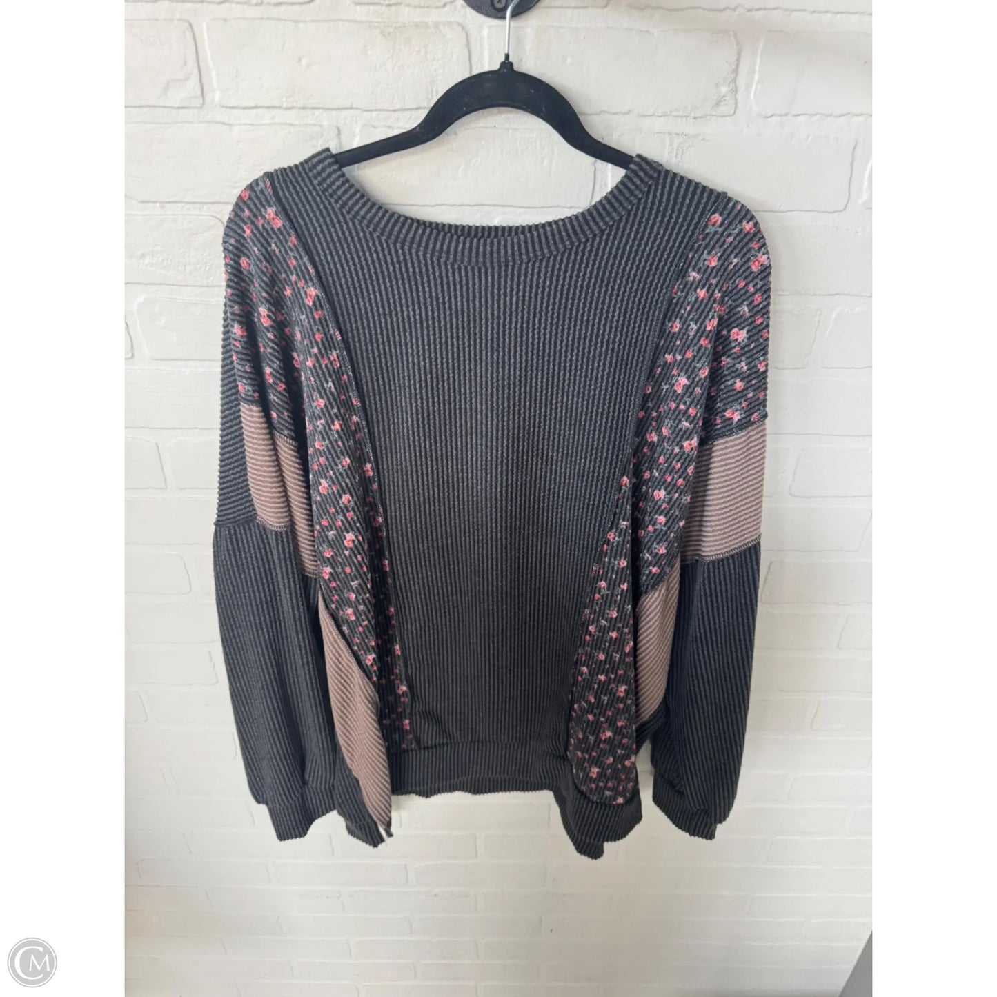 Top Long Sleeve By Heimish Usa In Grey & Tan, Size: L