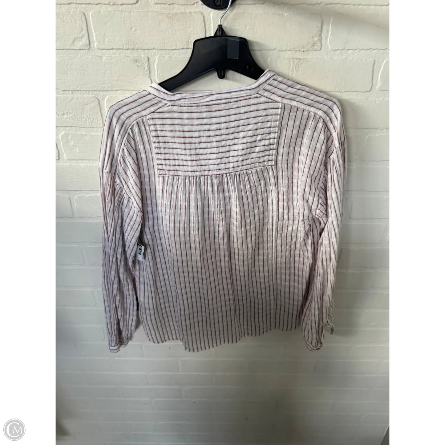 Top Long Sleeve By Pilcro In Pink & White, Size: S
