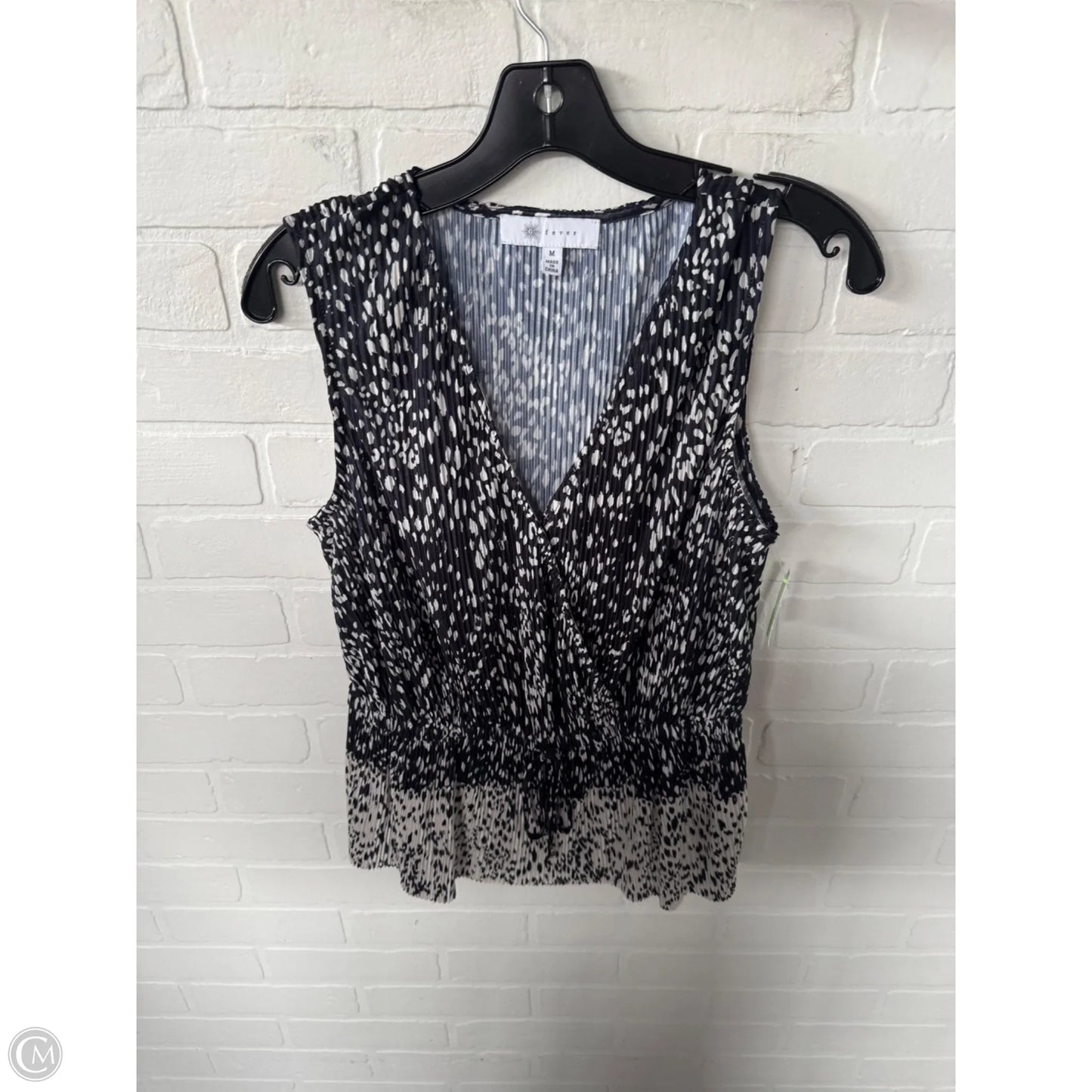 Top Sleeveless By Fever In Black & Cream, Size: M