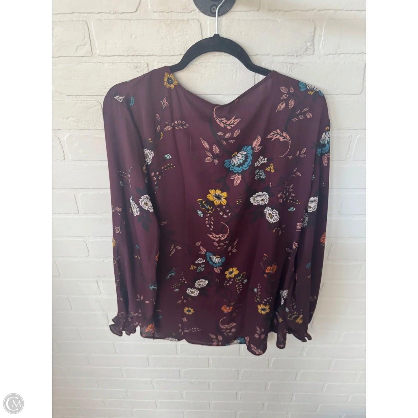 Top Long Sleeve By Maurices In Maroon, Size: Xxl