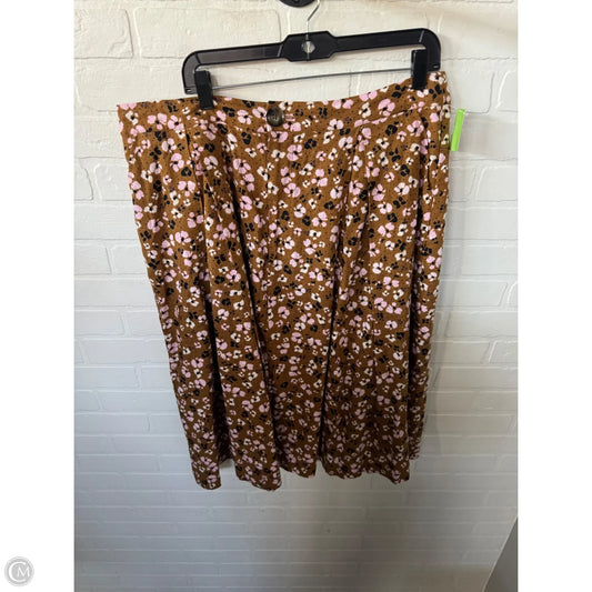 Skirt Midi By Who What Wear In Brown & Pink, Size: 16