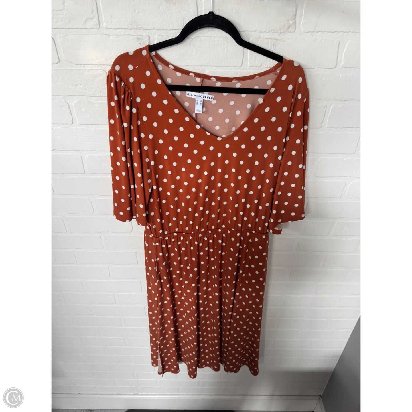 Dress Casual Midi By Clothes Mentor In Orange & White, Size: M