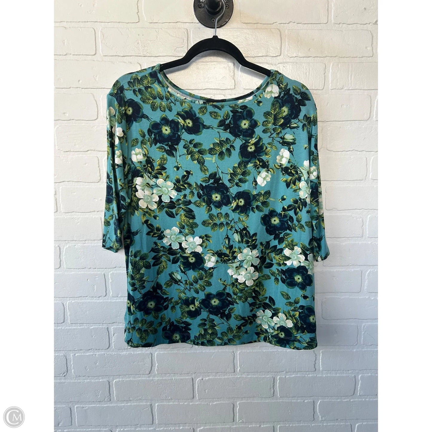 Top 3/4 Sleeve Basic By J. Jill In Blue & Green, Size: M
