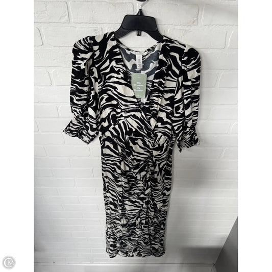 Dress Casual Midi By H&m In Black & Cream, Size: M