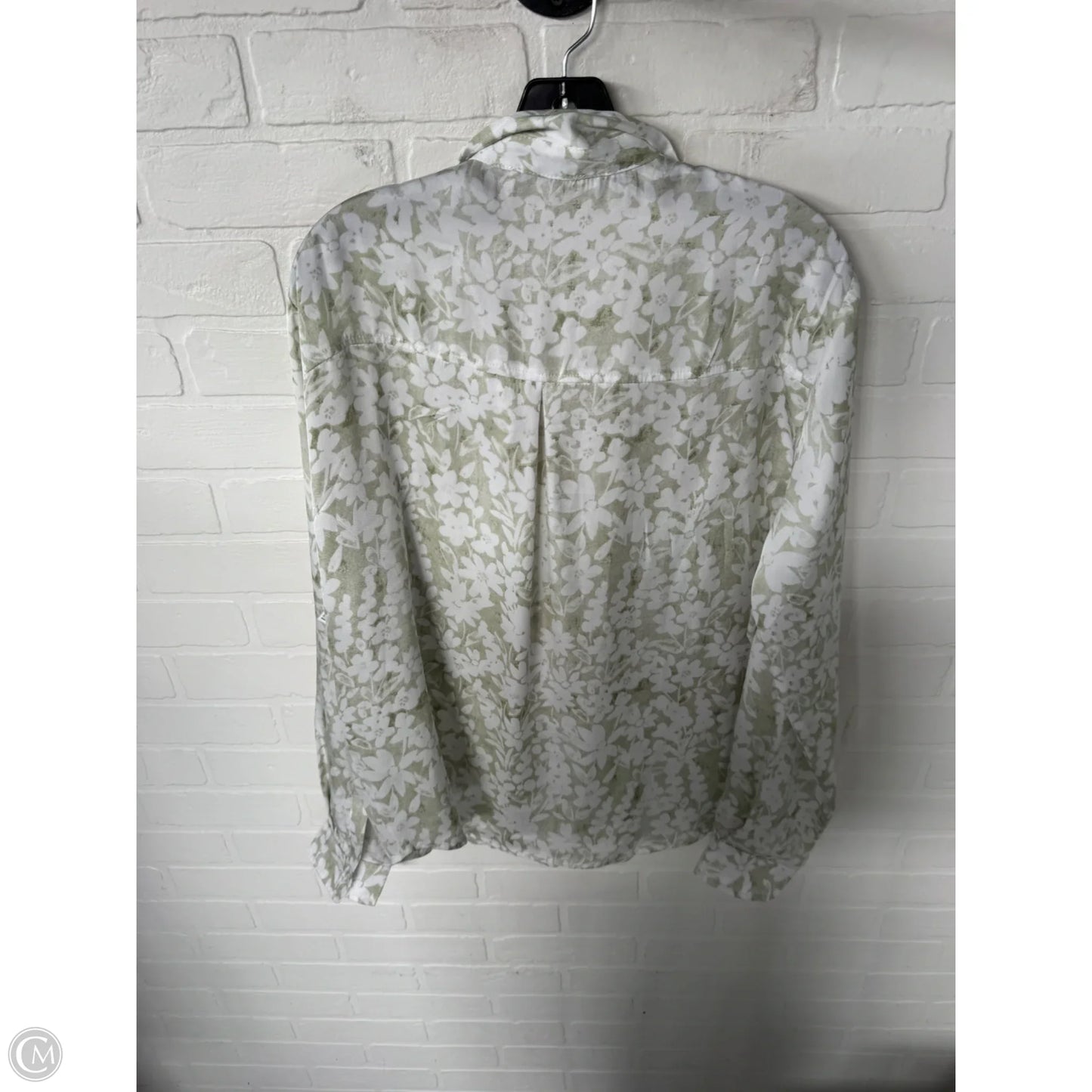Top Long Sleeve By Emory Park In Green & White, Size: L