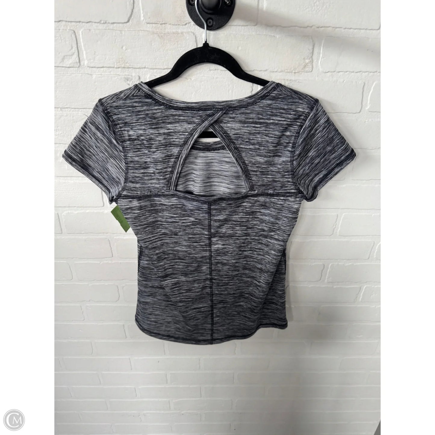Athletic Top Short Sleeve By Skechers In Black & Grey, Size: M
