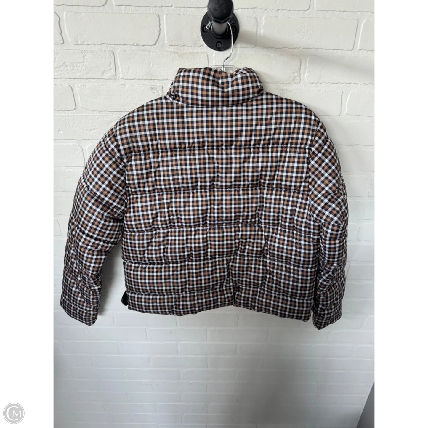 Jacket Puffer & Quilted By Time And Tru In Black & Tan, Size: M