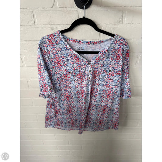Top Short Sleeve By Croft And Barrow In Blue & White, Size: Xl