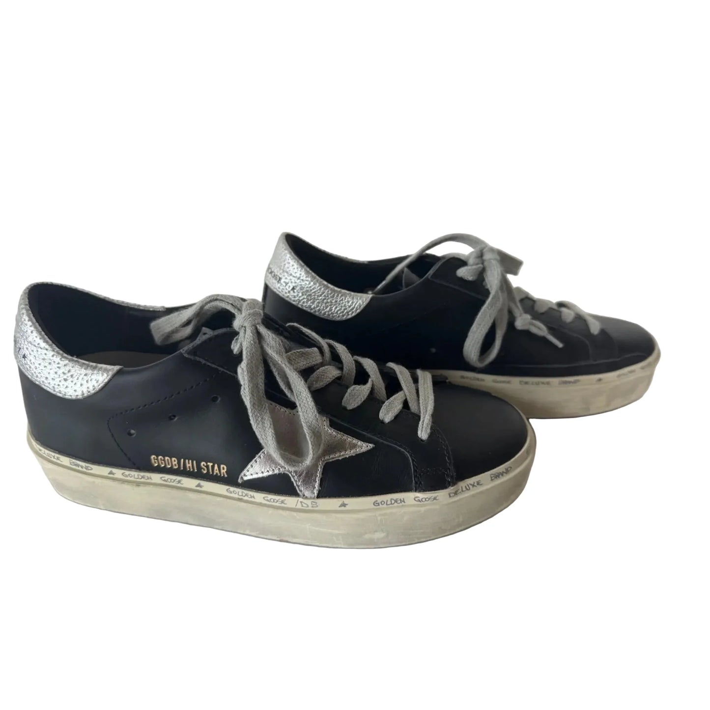 Shoes Luxury Designer By Golden Goose In Black & Silver, Size: 6.5