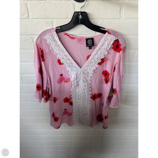 Top Short Sleeve By Bobeau In Pink, Size: L
