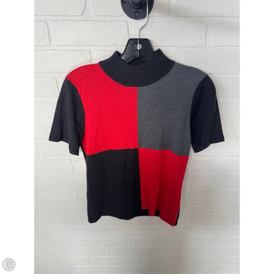 Sweater Short Sleeve By Tahari By Arthur Levine In Grey & Orange, Size: S