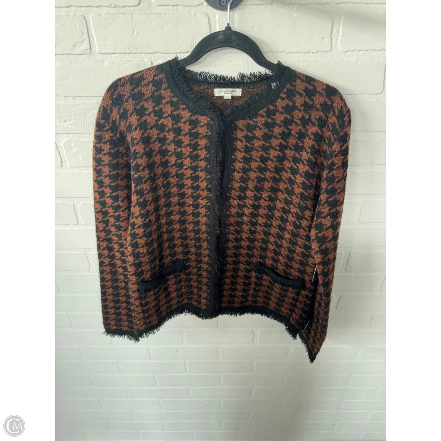 Sweater Cardigan By Max Studio In Black & Brown, Size: S