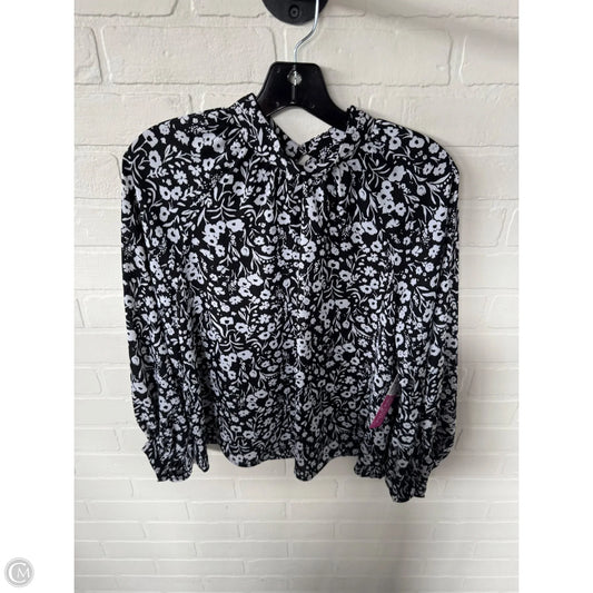 Top Long Sleeve By Banana Republic In Black & White, Size: M