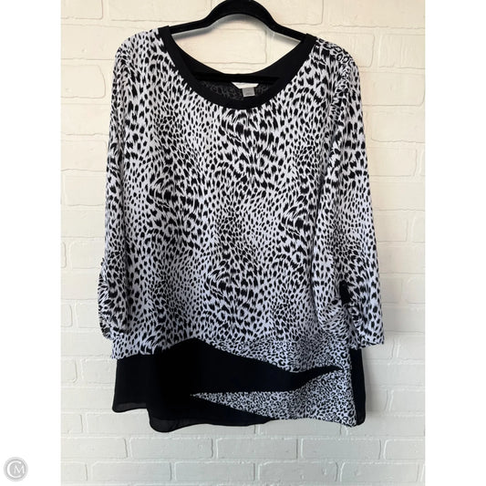 Top Long Sleeve By Christopher And Banks In Black & White, Size: L