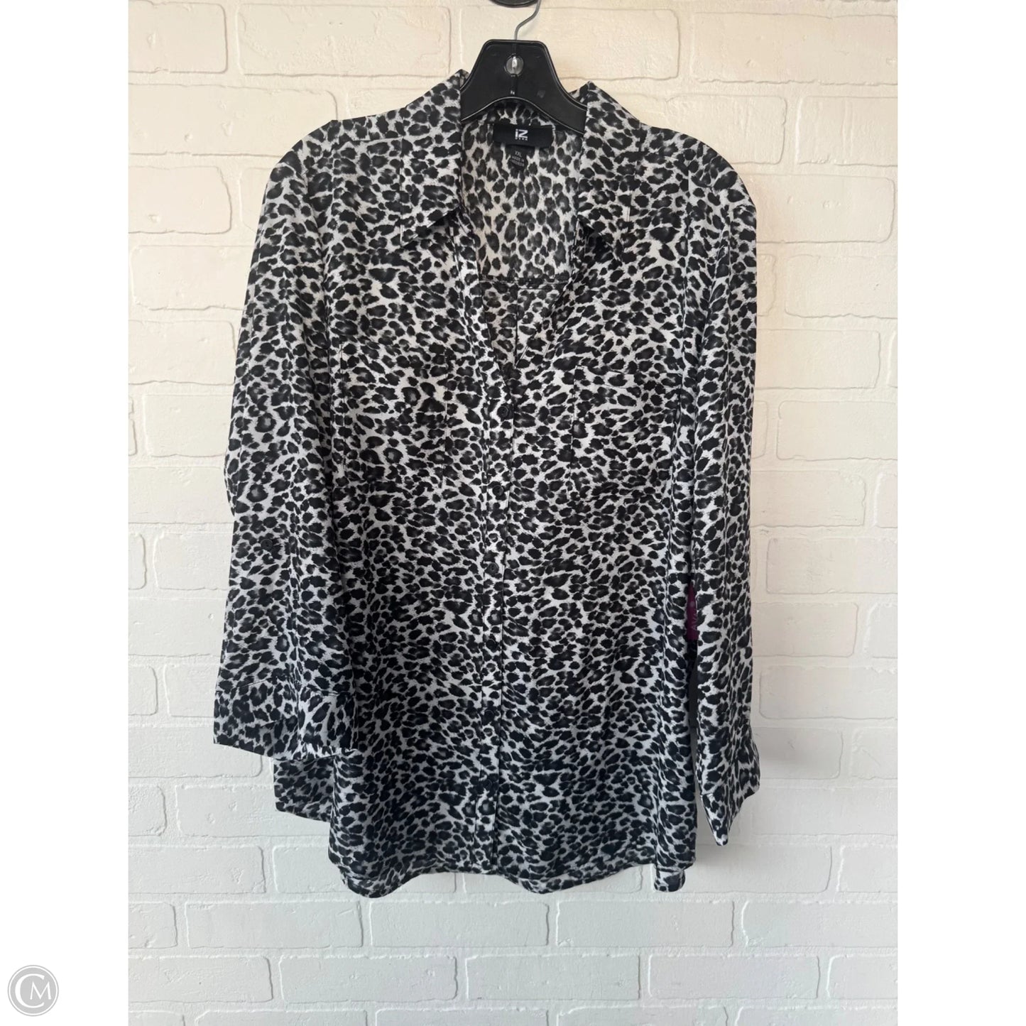 Top Long Sleeve By Iz Byer In Black & White, Size: Xxl