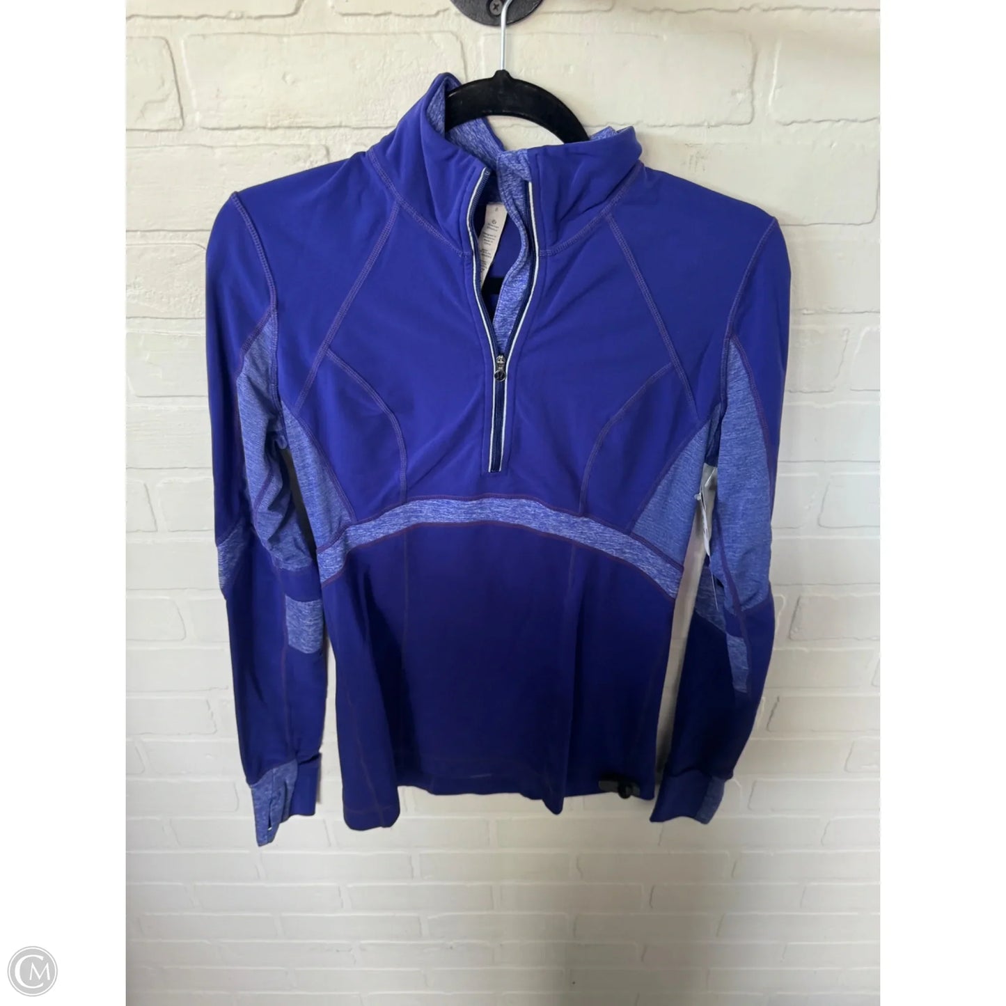 Athletic Top Long Sleeve Collar By Lululemon In Blue, Size: M