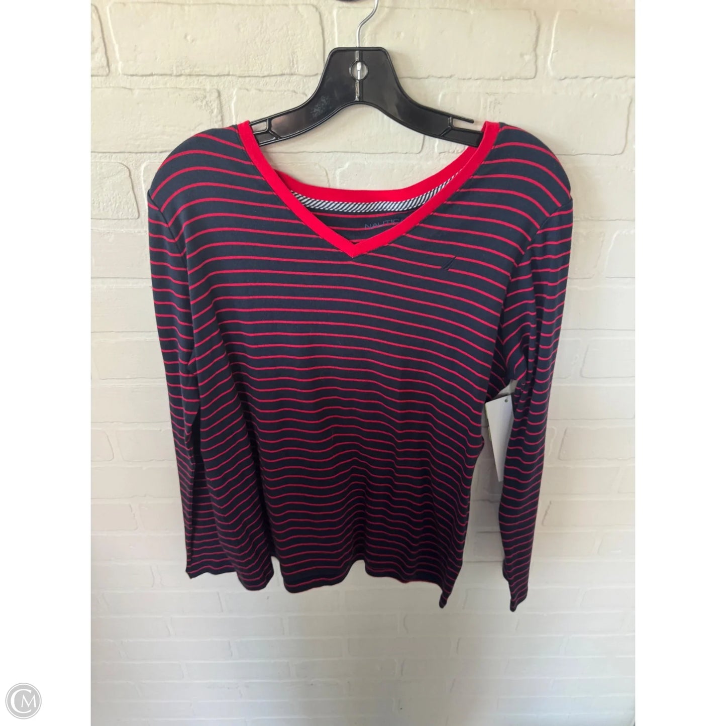 Top Long Sleeve By Nautica In Blue & Red, Size: Xl