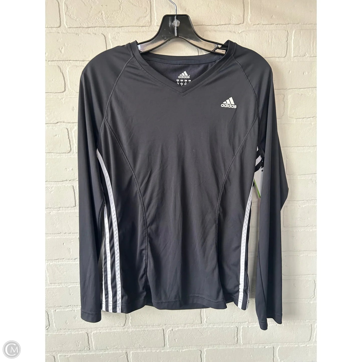 Athletic Top Long Sleeve Crewneck By Adidas In Grey, Size: L