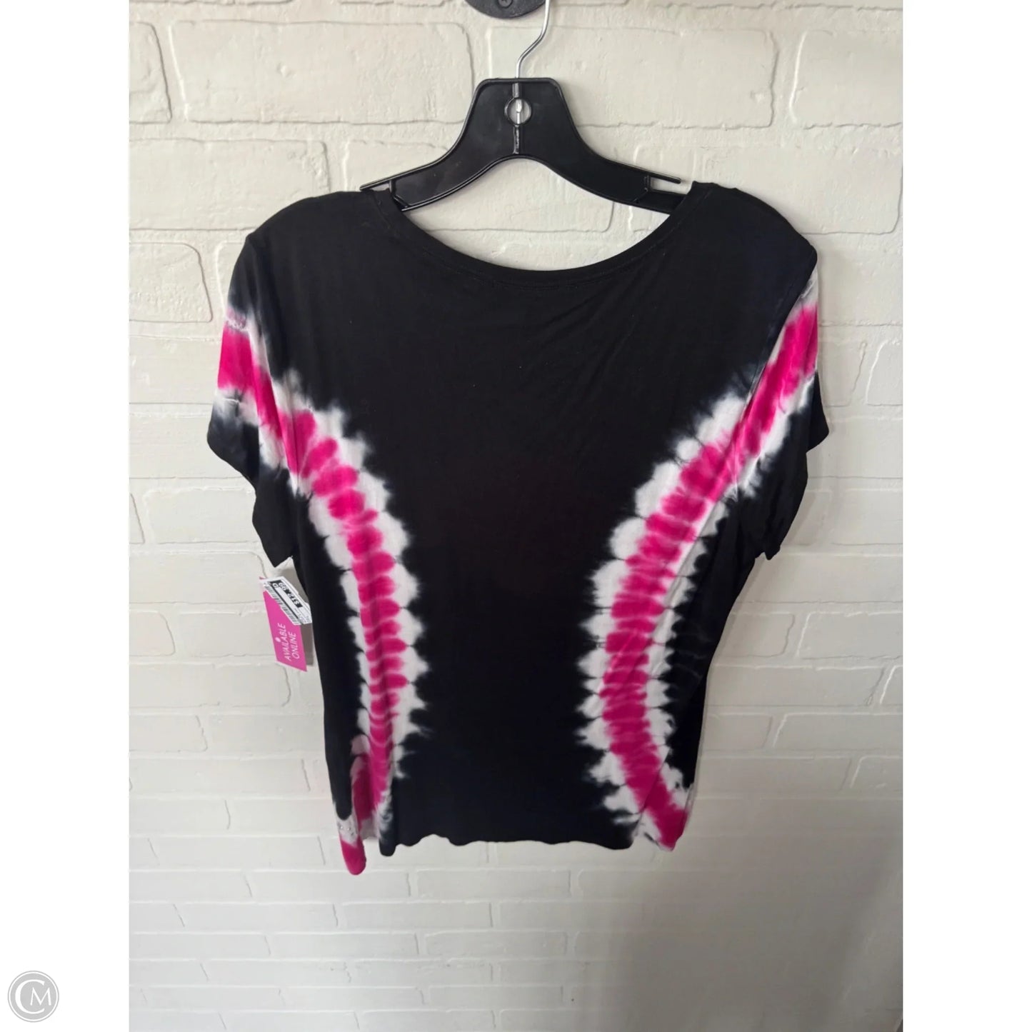 Top Short Sleeve By Inc In Black & Pink, Size: L