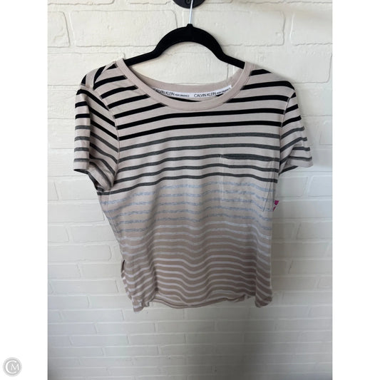 Athletic Top Short Sleeve By Calvin Klein Performance In Black & Tan, Size: L
