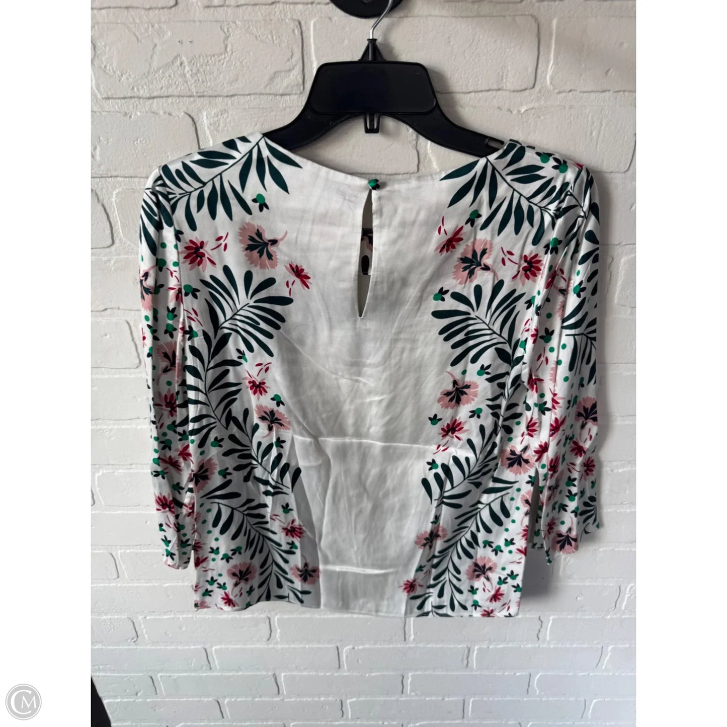 Top Long Sleeve By Boden In Green & White, Size: S