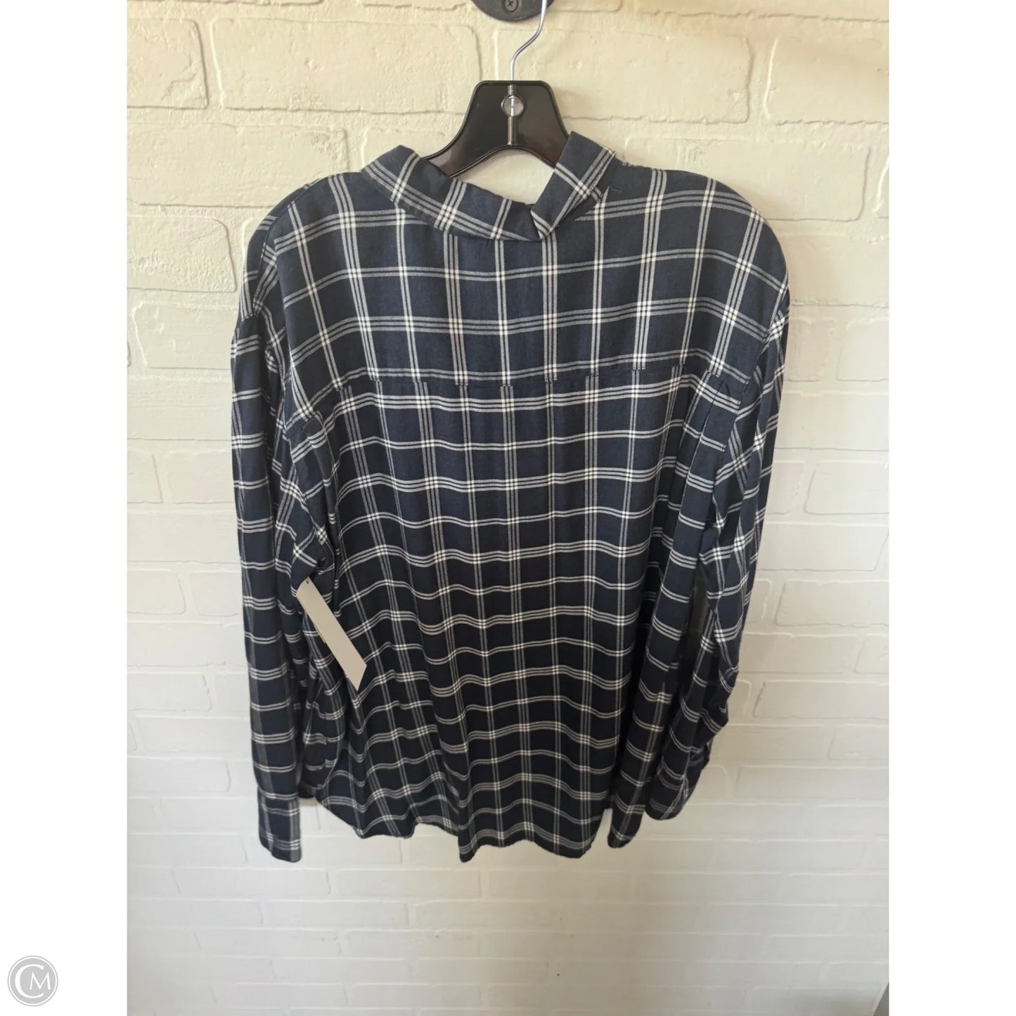 Top Long Sleeve By Treasure And Bond In Blue & White, Size: Xl