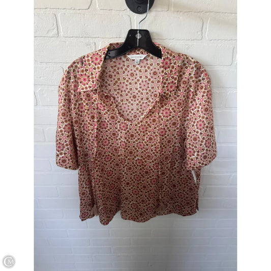 Top Short Sleeve By Banana Republic In Brown & Pink, Size: L