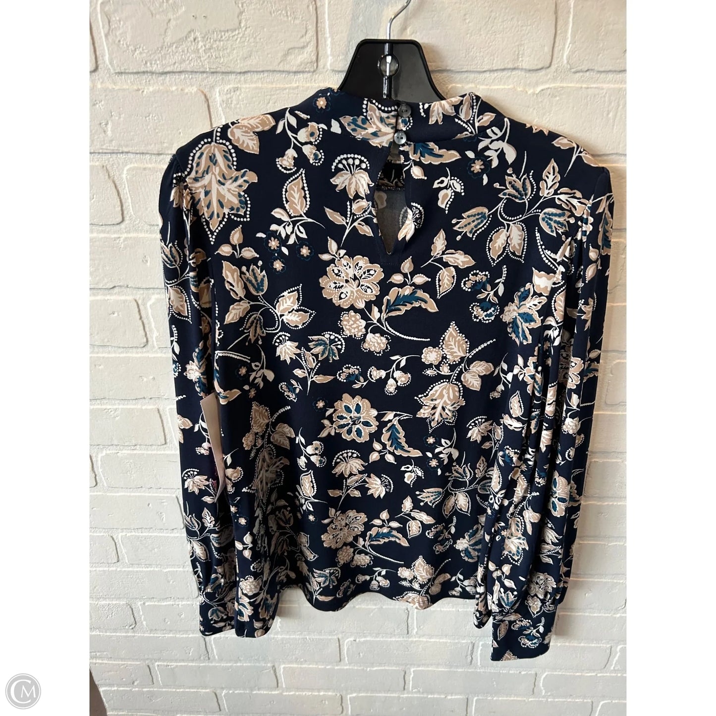 Top Long Sleeve By Ann Taylor In Blue & Tan, Size: M