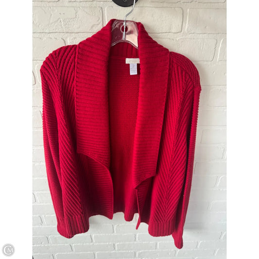 Sweater Cardigan By Chicos In Red, Size: L