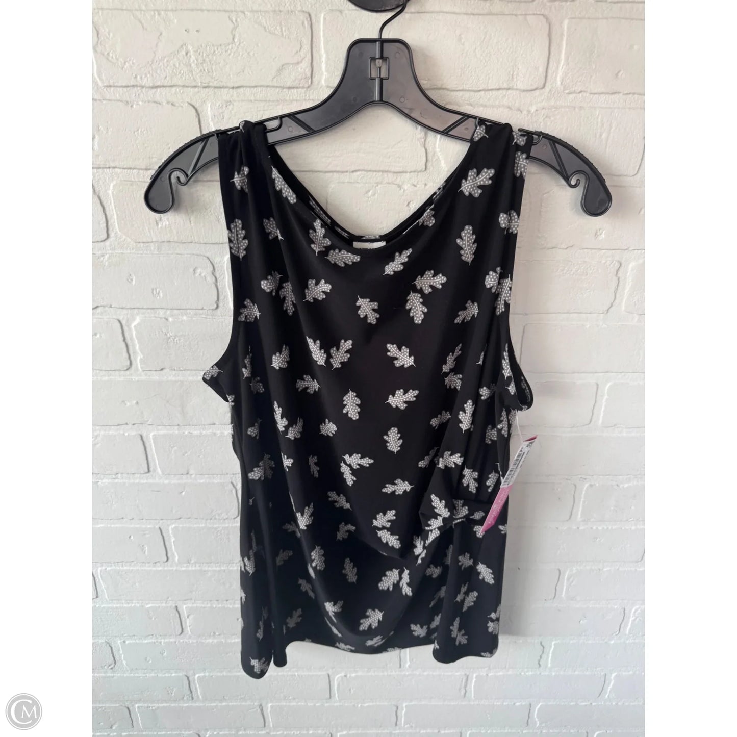 Top Sleeveless By Anne Klein In Black & Cream, Size: L