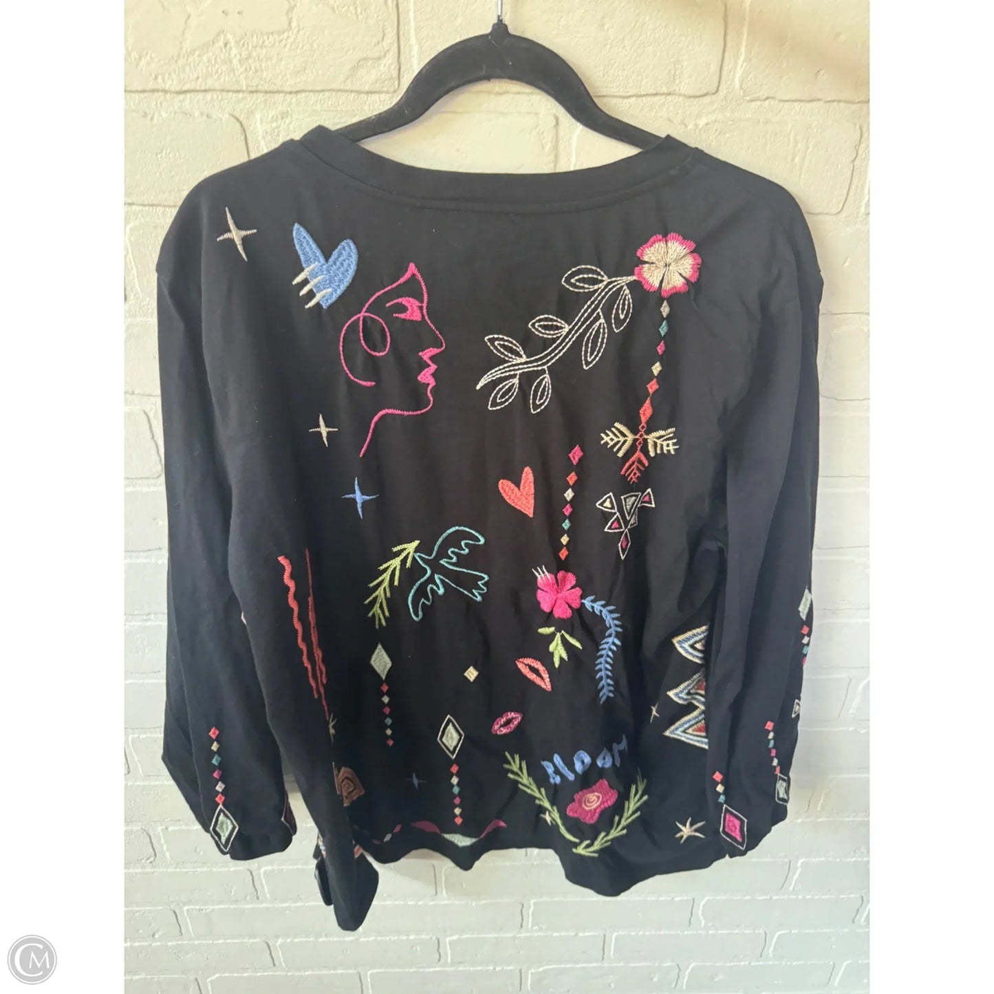 Top Long Sleeve Designer By Johnny Was In Black, Size: Xl