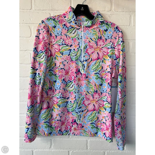 Athletic Top Long Sleeve Crewneck By Gottex In Pink & White, Size: S