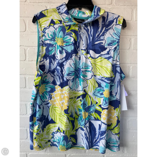 Top Sleeveless By Rafaella In Blue & Yellow, Size: Xxl