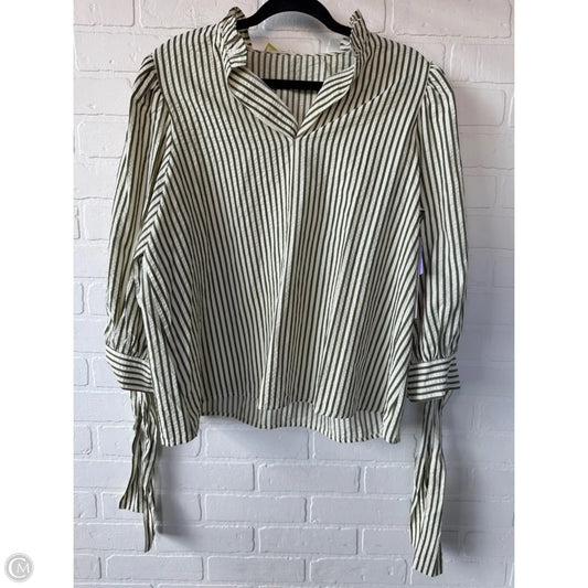 Top Long Sleeve By Entro In Cream & Green, Size: L