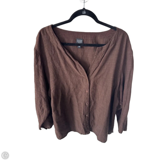 Top 3/4 Sleeve By Eileen Fisher In Brown, Size: 2x