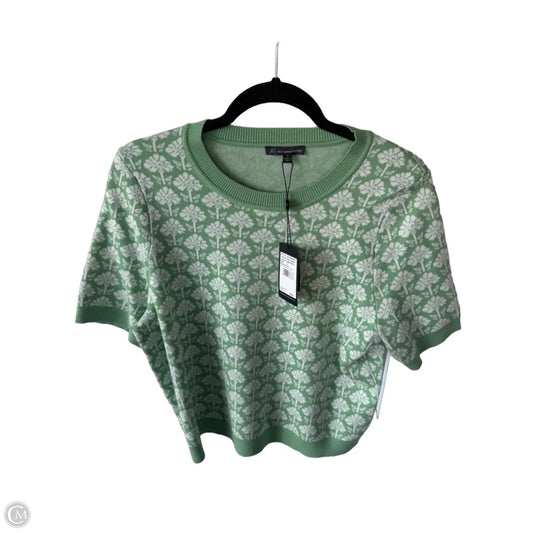 Sweater Short Sleeve By Adrianna Papell In Green & White, Size: S