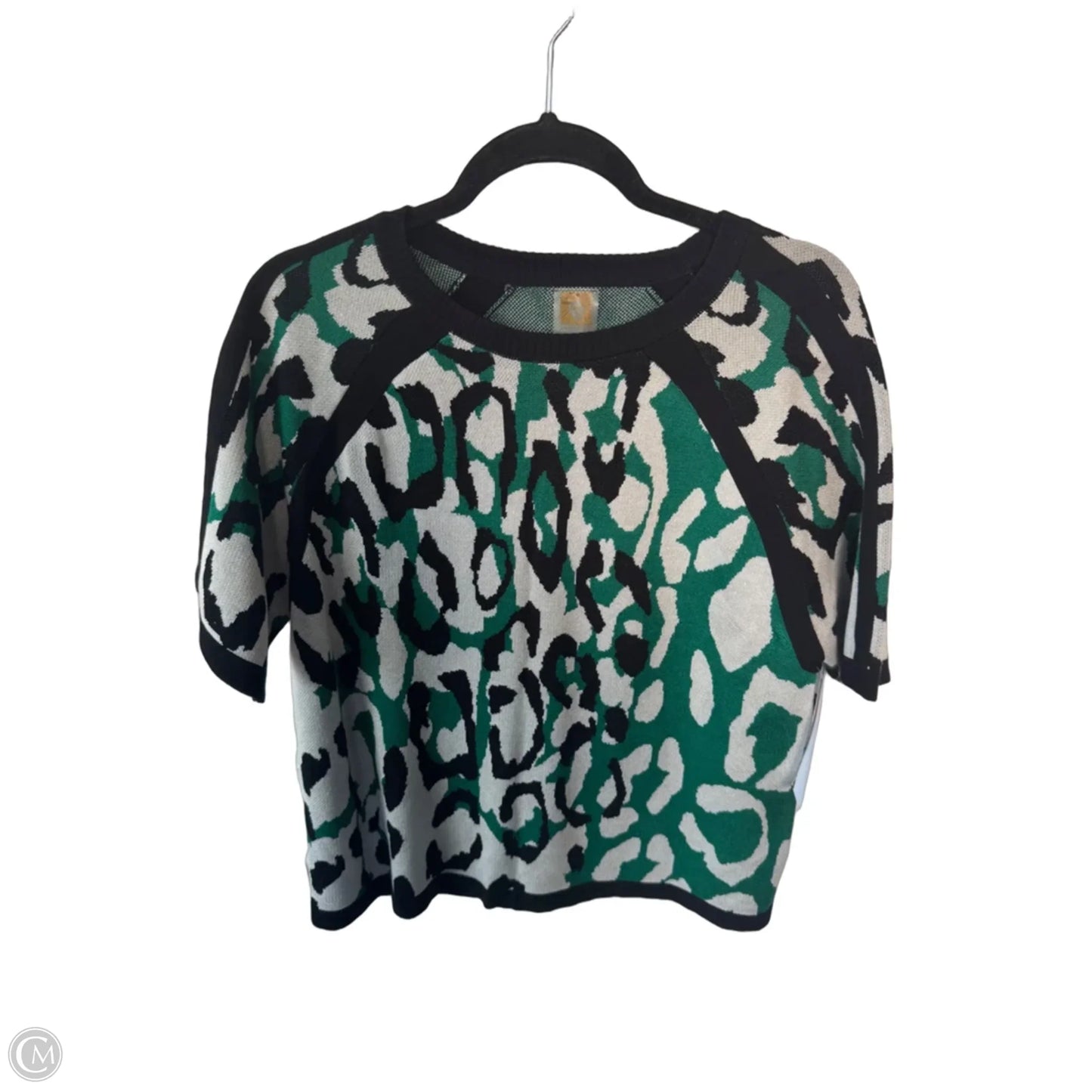 Sweater Short Sleeve By Anne Klein In Black & Green, Size: Xl