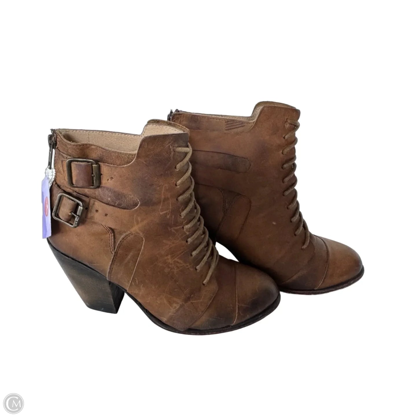 Boots Ankle Heels By Freebird In Brown, Size: 8