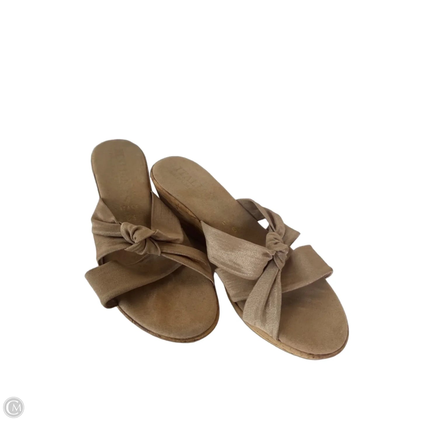 Sandals Heels Wedge By Italian Shoemakers In Tan, Size: 8.5