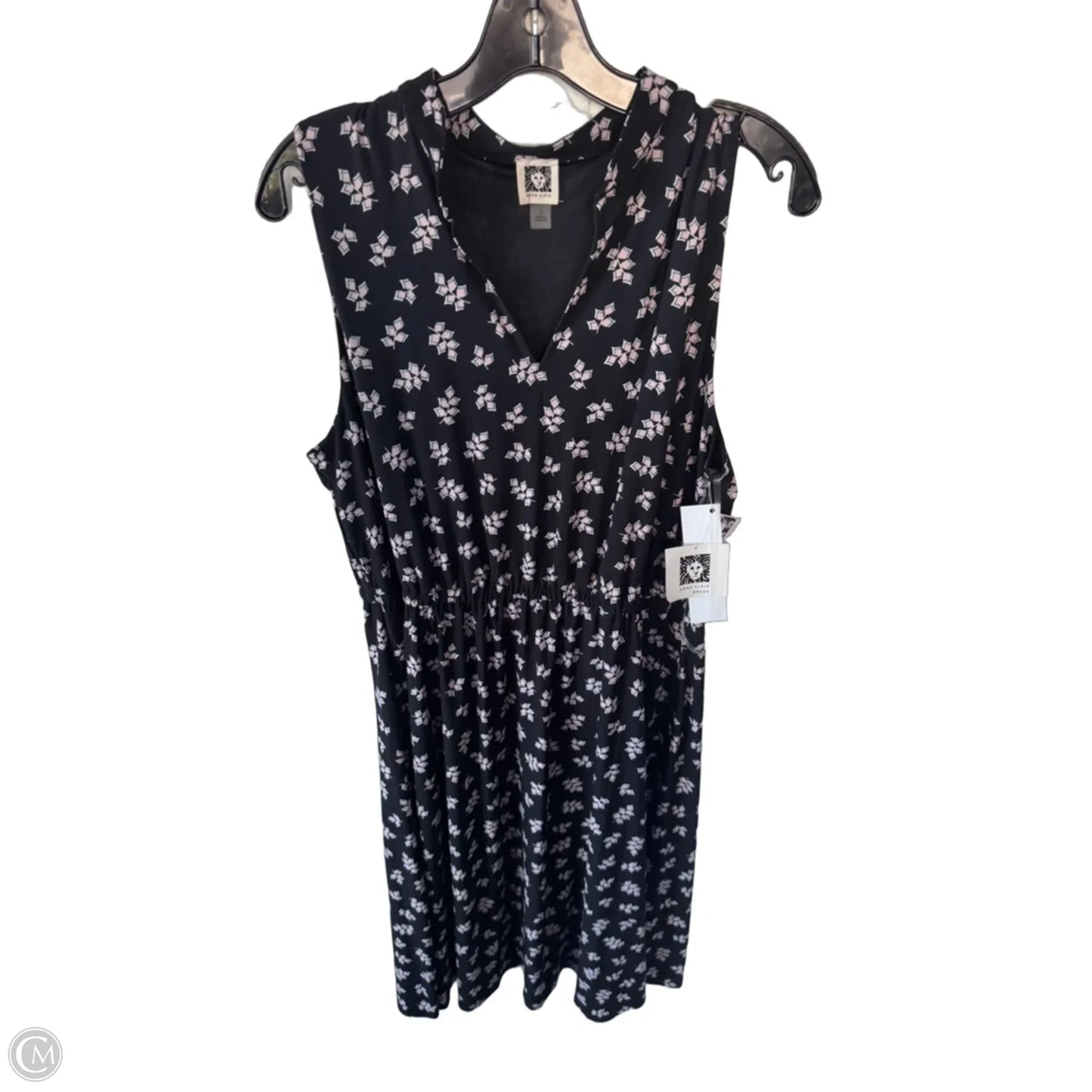 Dress Casual Midi By Anne Klein In Black & Pink, Size: L