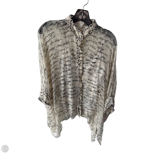 Top 3/4 Sleeve Designer By Johnny Was In Black & Cream, Size: S