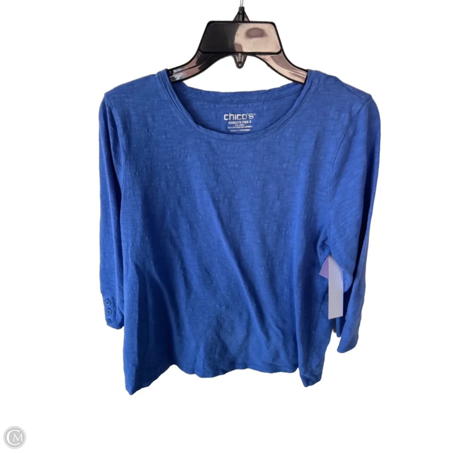 Top 3/4 Sleeve By Chicos In Blue, Size: L