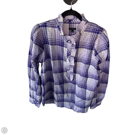 Top Long Sleeve By Talbots In Purple & White, Size: L