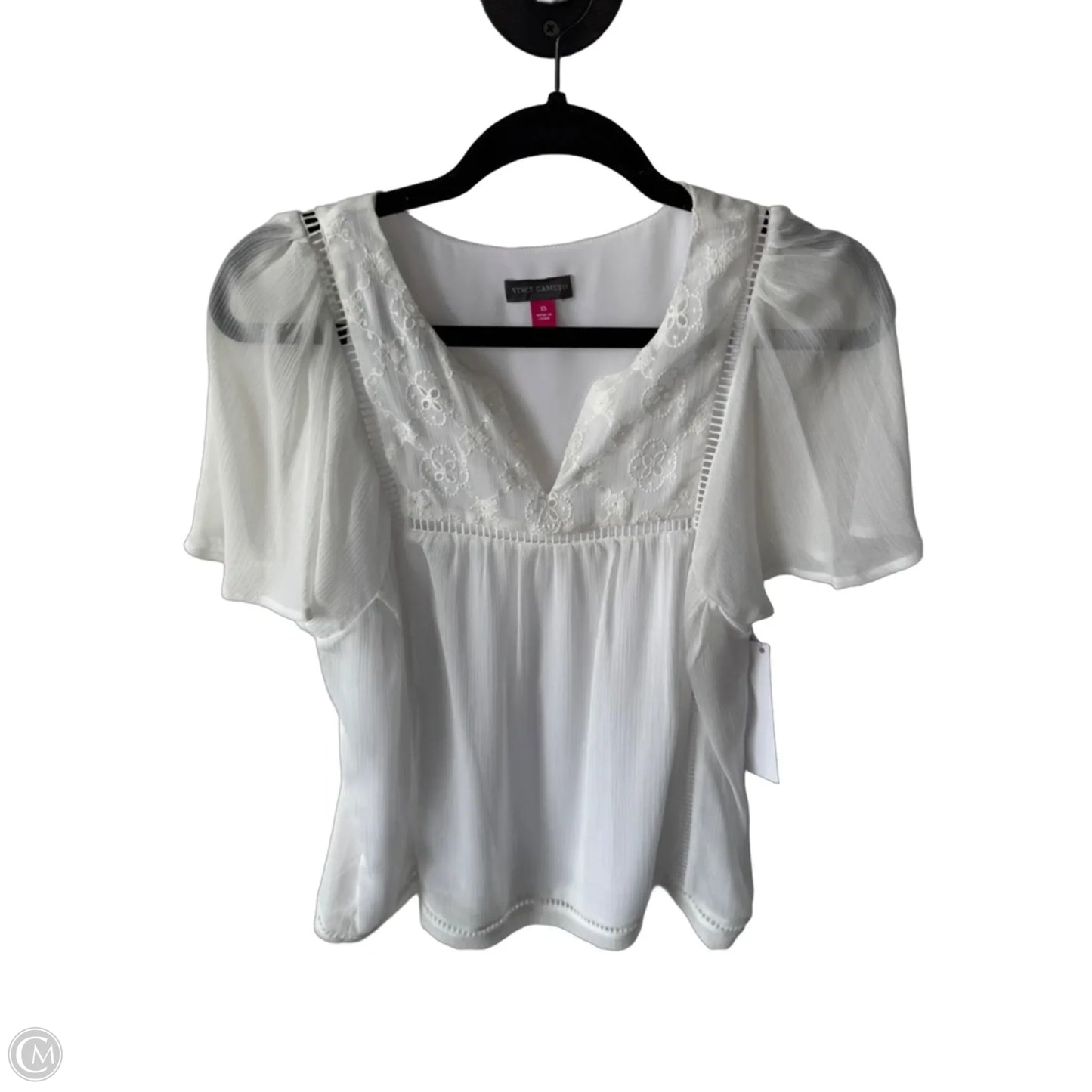 Top Short Sleeve By Vince Camuto In White, Size: Xs