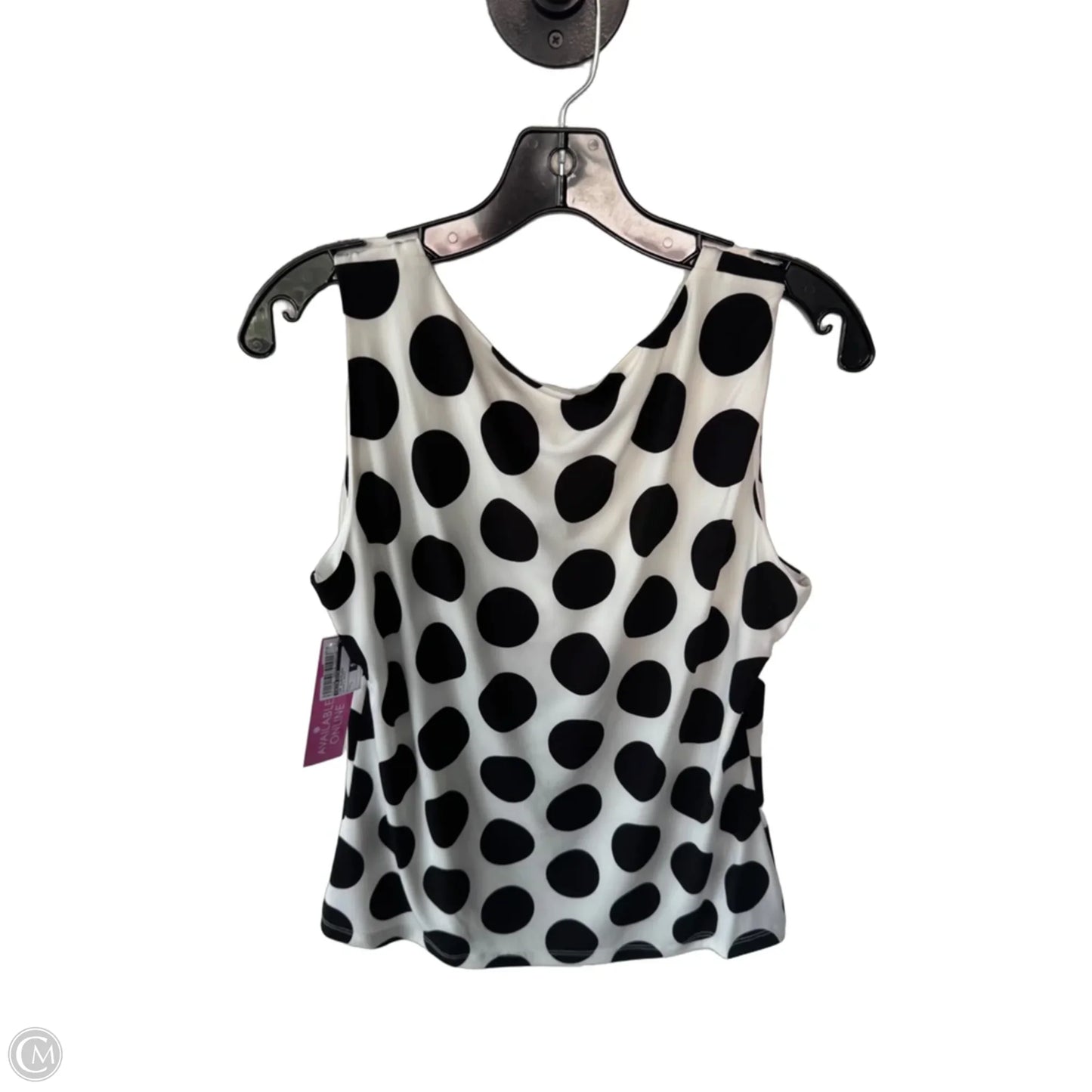 Top Sleeveless By Calvin Klein In Black & White, Size: L
