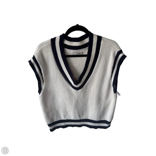 Vest Sweater By Loft In Blue & Cream, Size: L