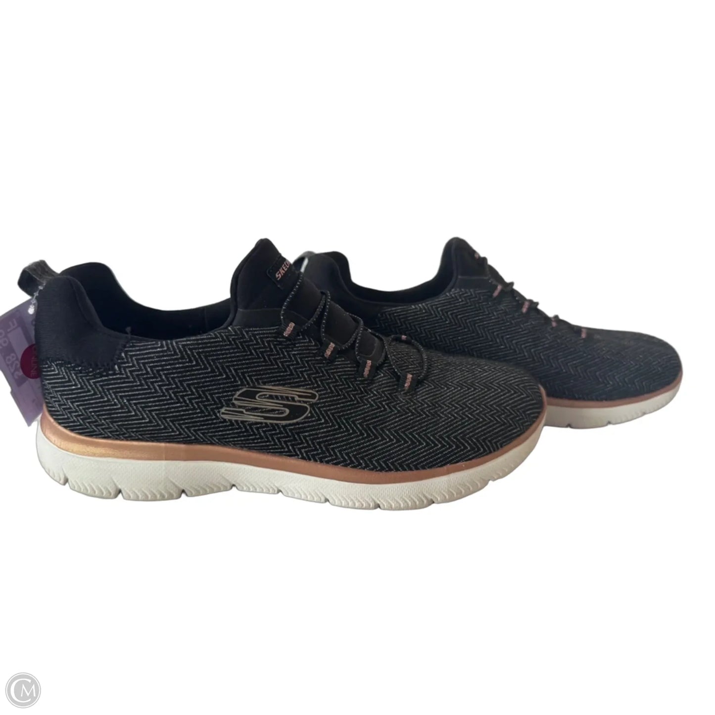 Shoes Athletic By Skechers In Black & Gold, Size: 8