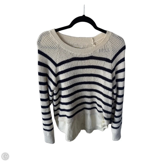 Sweater By Maeve In Blue & Cream, Size: L