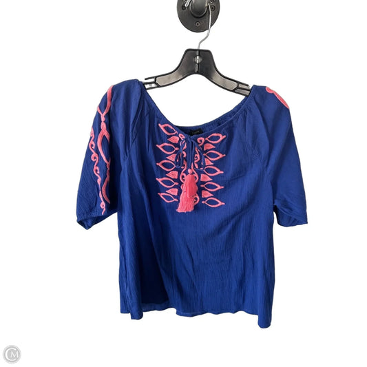 Top Short Sleeve By Talbots In Blue & Pink, Size: L