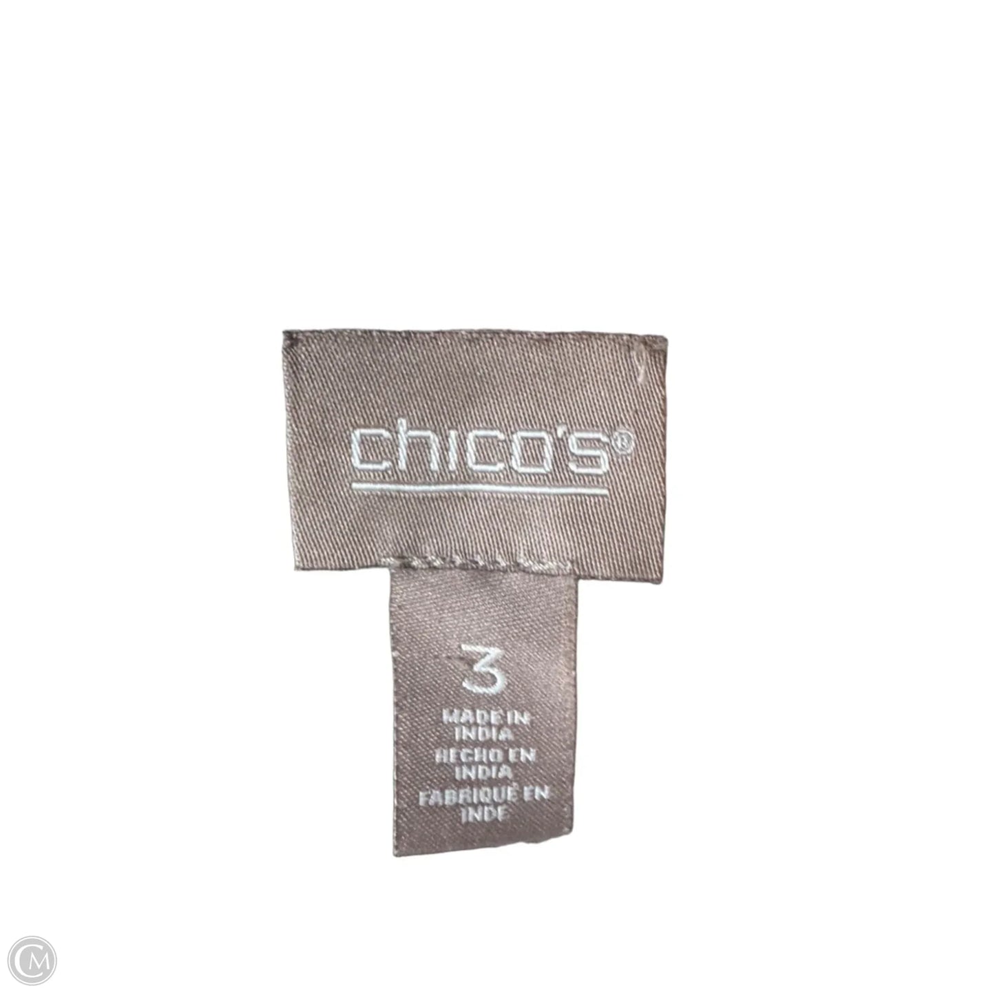 Top Long Sleeve By Chicos In Cream & Green, Size: Xl
